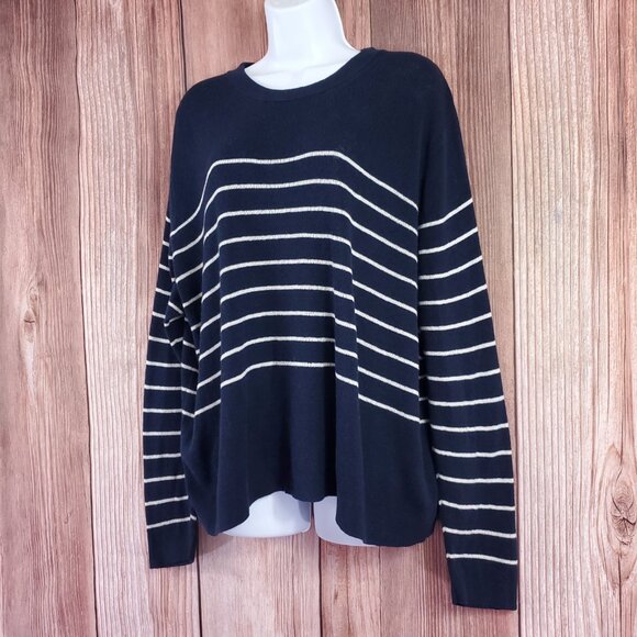 Nili Lotan Target Womens 1X Striped Crewneck Pullover Cashmere Blend Sweater - Picture 3 of 15